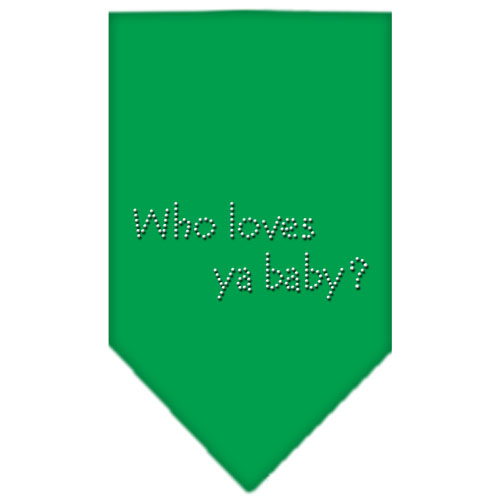 Who Loves Ya Baby Rhinestone Bandana Emerald Green Small